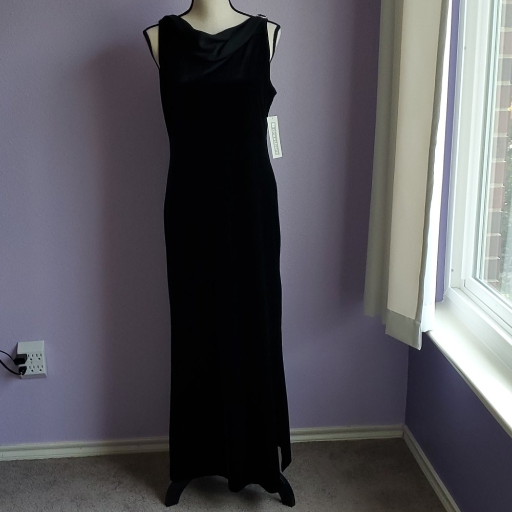 Black Crushed Velvet Dress